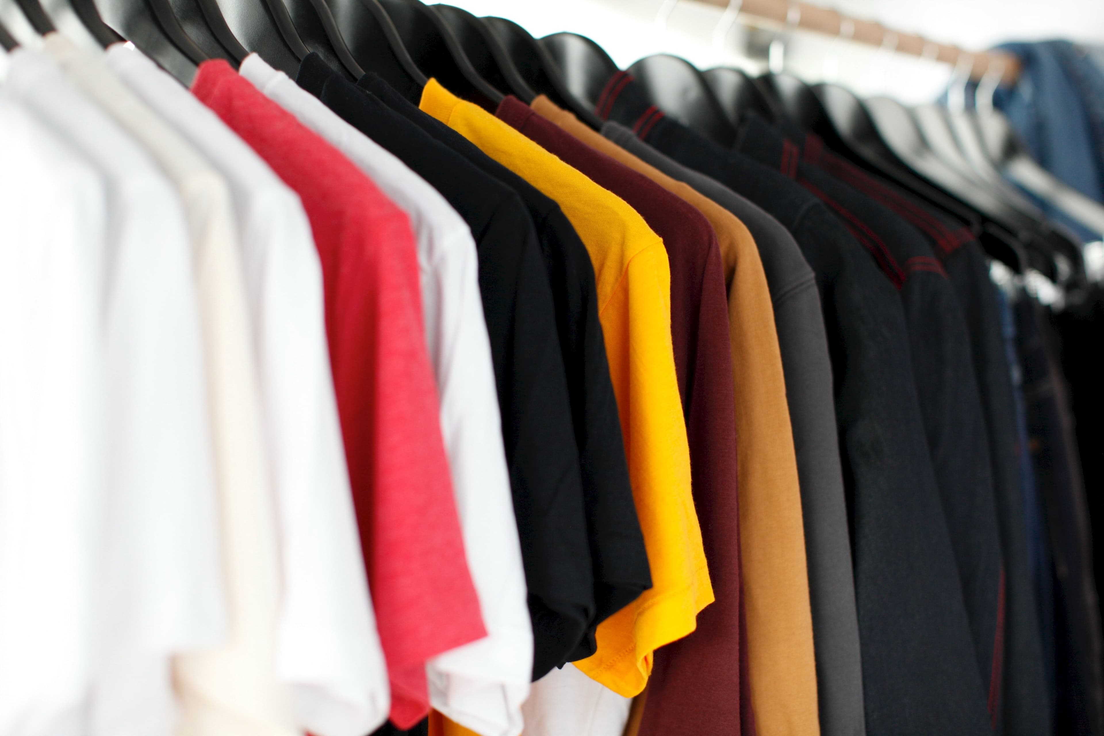 Clothing displayed in a retail store